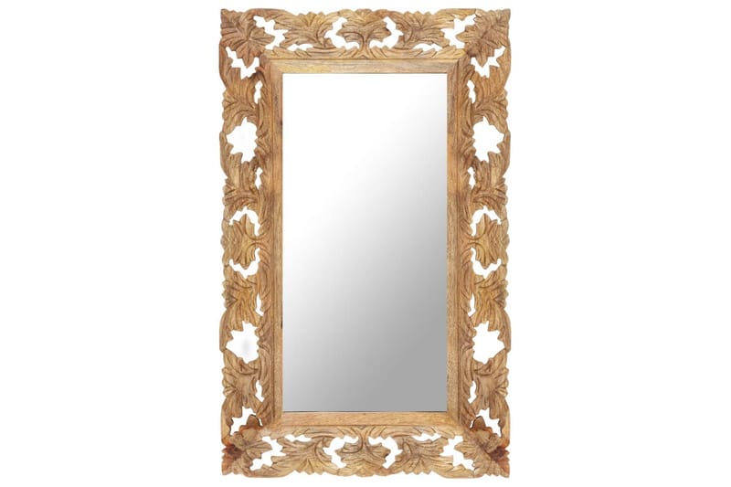 Håndskåret speil brun 80x50 cm heltre mango - Brun - Interiør - Speil - Veggspeil