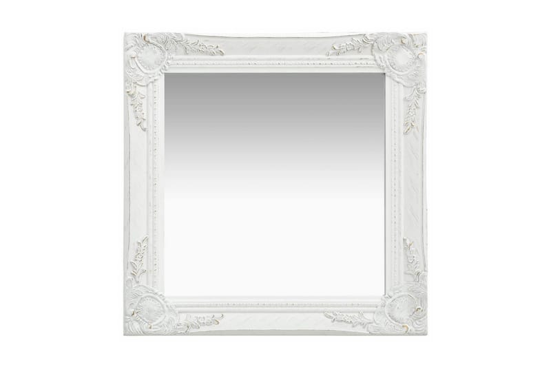 Veggspeil barokkstil 50x50 cm hvit - Interiør - Speil - Veggspeil