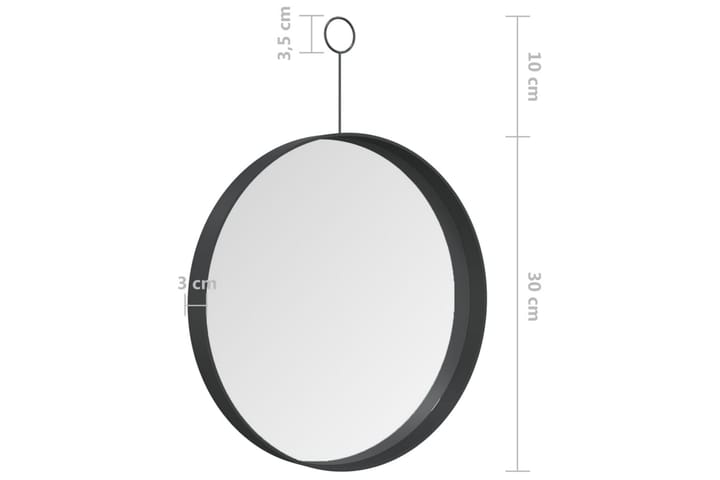 Veggspeil med krok 30 cm svart - Svart - Innredning - Speil - Veggspeil