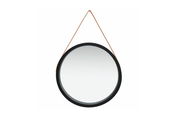 Veggspeil med stropp 60 cm svart - Innredning - Speil - Veggspeil