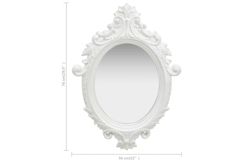 Veggspeil slott-stil 56x76 cm hvit - Innredning - Speil - Veggspeil