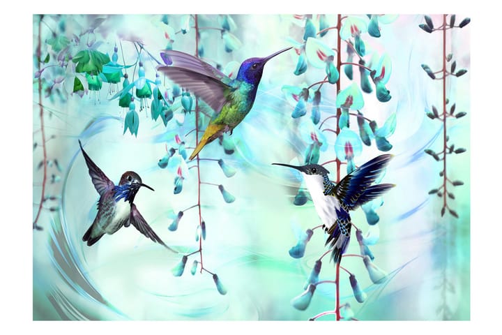 Fototapet Flying Hummingbirds Green 150x105 - Finnes i flere størrelser - Innredning - Tapet - Fototapeter