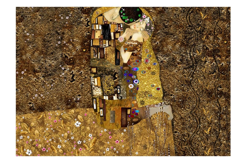 Fototapet Klimt Inspiration Golden Kiss 300x210 - Finnes i flere størrelser - Innredning - Tapet - Fototapeter