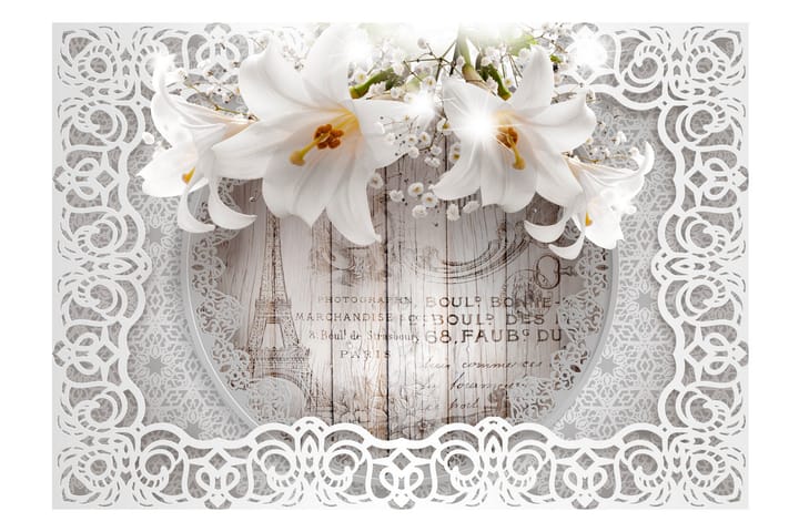 Fototapet Lilies And Wooden Background 100x70 - Finnes i flere størrelser - Innredning - Tapet - Fototapeter