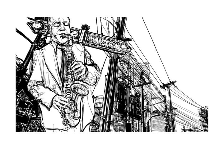 Fototapet Saxophone Recital On Broadway 450x270 - Artgeist sp. z o. o. - Innredning - Tapet - Fototapeter