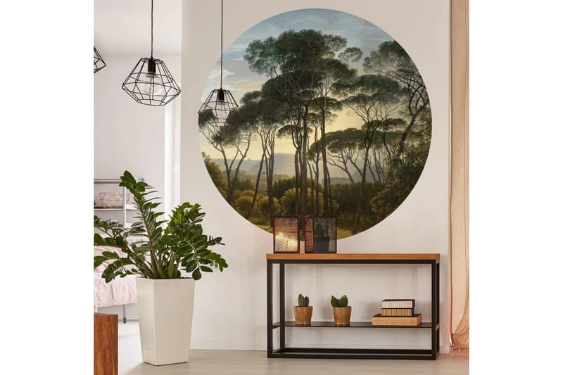 WallArt Tapetsirkel Umbrella Pines in Italy 142,5 cm - Flerfarget - Interiør - Tapet - Fototapeter