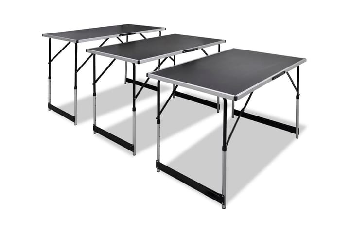 Arbeidsbord 3 stk foldbart høydejusterbart - Grå|Svart - Interiør - Tapet - Bakgrunnsutstyr - Tapetbord