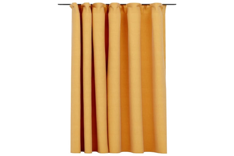 Lystett gardin med kroker og lin-design gul 290x245 cm - Gul - Innredning - Tekstiler - Gardiner
