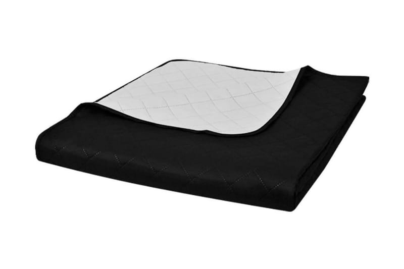 Tosidig vattert sengeteppe svart/hvit 220 x 240 cm - Svart - Innredning - Tekstiler - Sengetøy