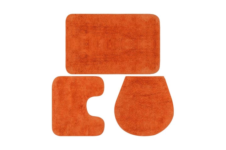 Baderomsmattesett 3 stk stoff oransje - Orange - Innredning - Tepper & Matter - Baderomsmatte