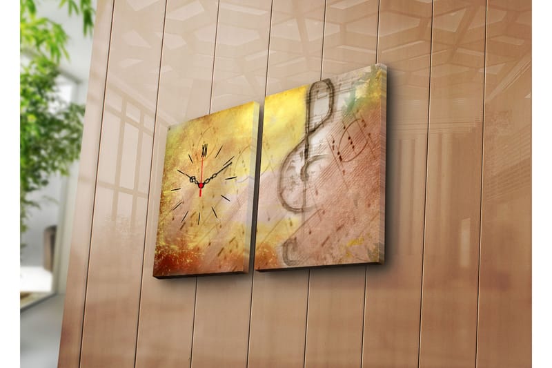 Canvasbilde Dekorativ med Klokke 2 Deler - Flerfarget - Interiør - Veggdekorasjon - Klokker