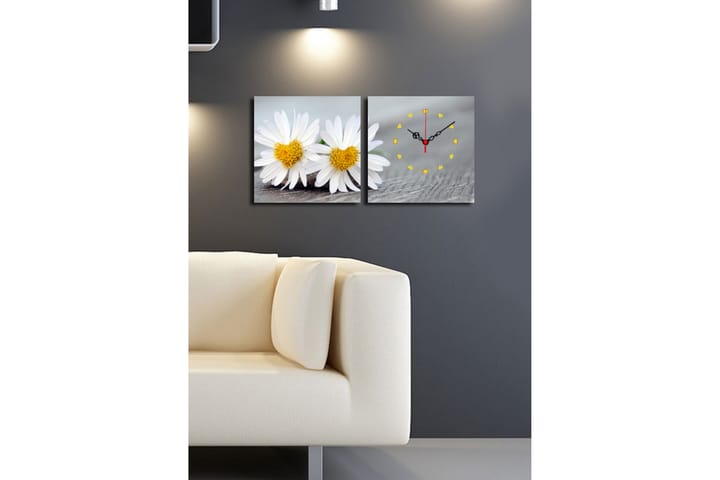 Canvasbilde Dekorativ med Klokke 2 Deler - Flerfarget - Interiør - Veggdekorasjon - Klokker