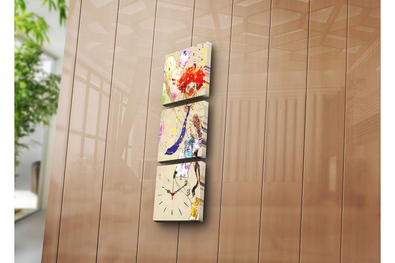 Canvasbilde Dekorativ med Klokke 3 Deler - Flerfarget - Interiør - Veggdekorasjon - Klokker