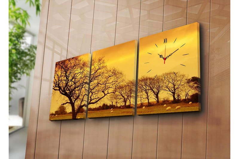 Canvasbilde Dekorativ med Klokke 3 Deler - Flerfarget - Innredning - Veggdekorasjon - Klokker