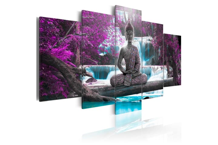 Bilde Waterfall And Buddha 200x100 - Finnes i flere størrelser - Innredning - Veggdekorasjon - Lerretsbilder