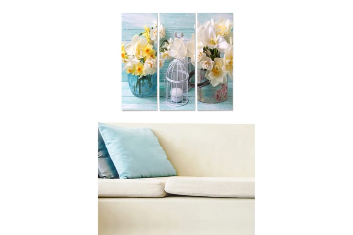 Canvasbilde Floral 3-pk flerfarget - 22x05 cm - Innredning - Veggdekorasjon - Posters