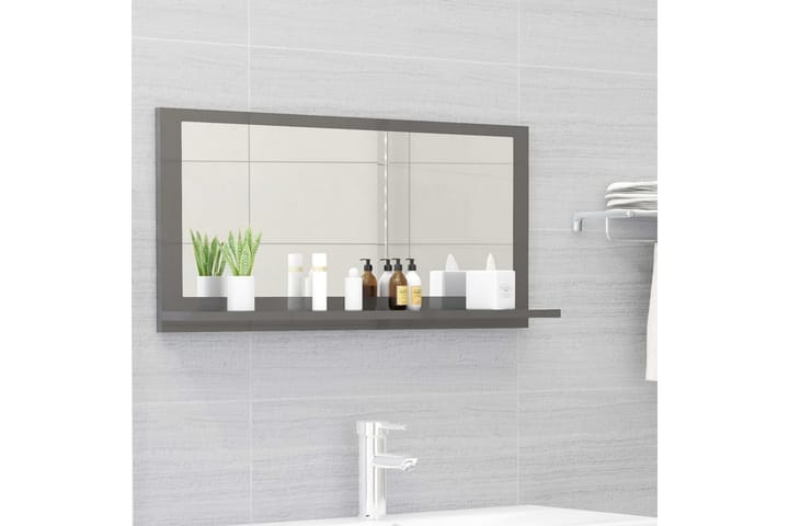 Baderomsspeil høyglans grå 80x10,5x37 cm sponplate - Grå - Innredning - Veggdekorasjon - Speil