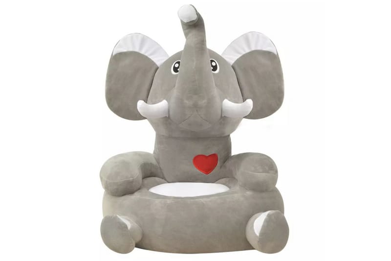 Barnestol plysj elefant grå - Grå - Møbler - Barnemøbler - Barnestol - Barnelenestol