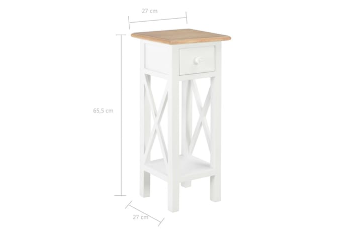 Sidebord hvit 27x27x65,5 cm tre - Hvit - Møbler - Bord - Avlastningsbord & sidobord - Brettbord og småbord