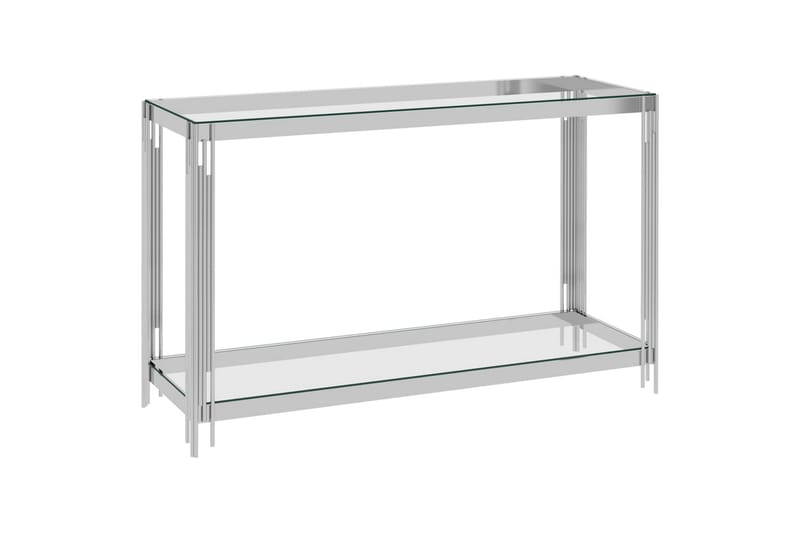 Sidebord sølv 120x40x78 cm rustfritt stål og glass - Silver - Møbler - Bord - Avlastningsbord & sidobord - Brettbord og småbord