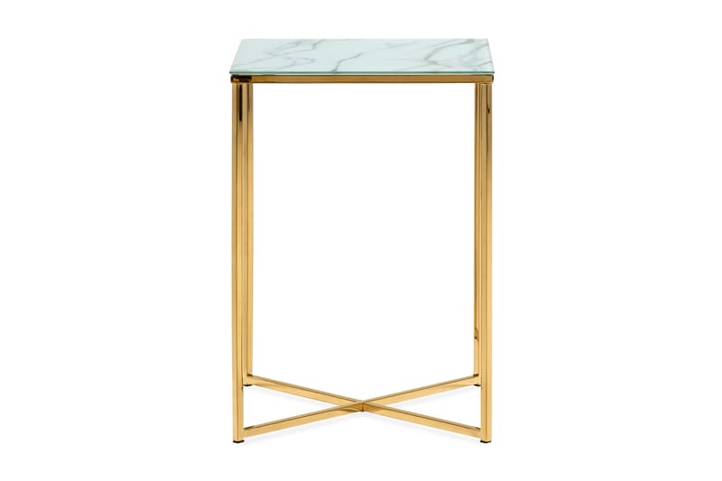 Sidebord Valeria 45 cm - Hvit|Messing - Møbler - Bord - Avlastningsbord & sidobord - Brettbord og småbord
