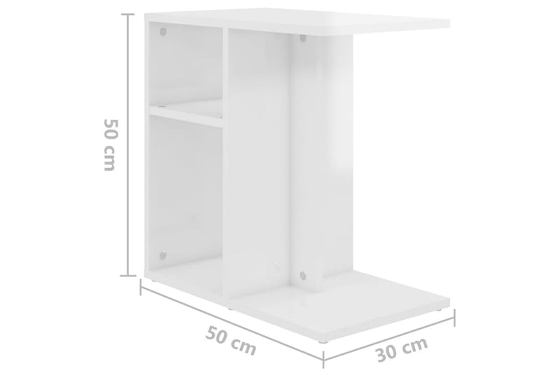 Sidebord høyglans hvit 50x30x50 cm sponplate - Hvit - Møbler - Bord - Avlastningsbord & sidobord - Lampebord & sidebord