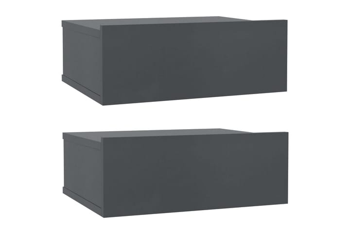 Flytende nattbord 2 stk grå 40x30x15 cm sponplate - Møbler - Bord - Avlastningsbord & sidobord - Sengebord & nattbord
