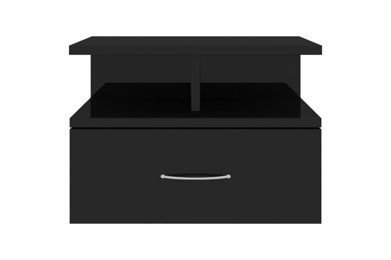 Flytende nattbord høyglans svart 40x31x27 cm sponplate