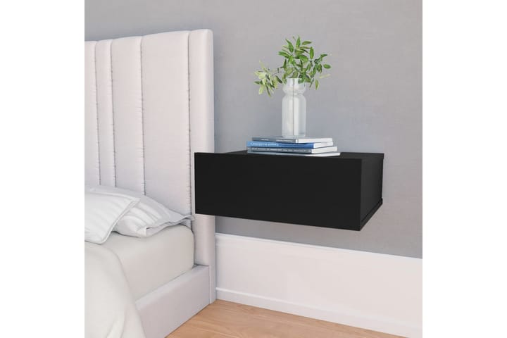 Flytende nattbord svart 40x30x15 cm sponplate - Møbler - Bord - Avlastningsbord & sidobord - Sengebord & nattbord