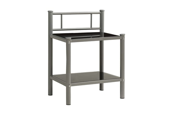 Nattbord 2 stk grå og svart metall og glass - Møbler - Bord - Avlastningsbord & sidobord - Sengebord & nattbord