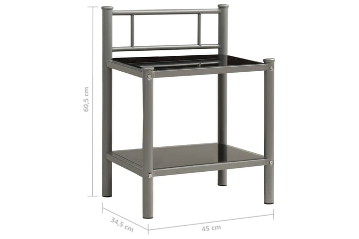 Nattbord 2 stk grå og svart metall og glass - Møbler - Bord - Avlastningsbord & sidobord - Sengebord & nattbord