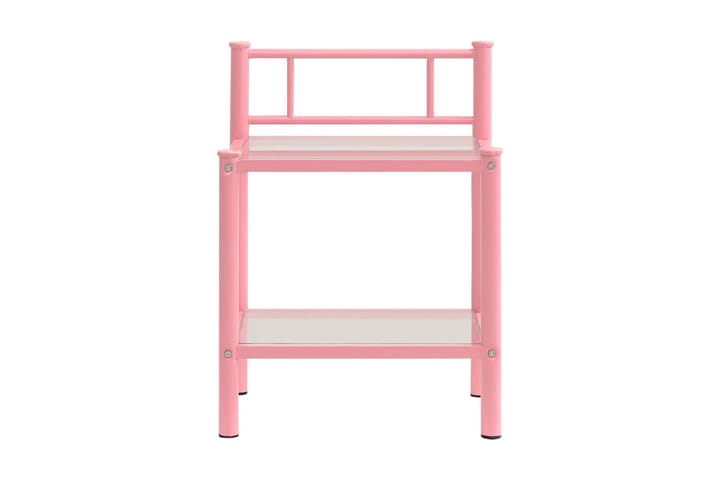 Nattbord 2 stk rosa og gjennomsiktig metall og glass - Møbler - Bord - Avlastningsbord & sidobord - Sengebord & nattbord