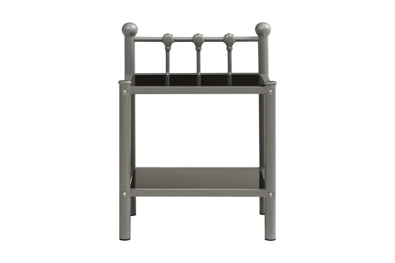 Nattbord grå og svart 45x34,5x60,5 cm metall og glass - Møbler - Bord - Avlastningsbord & sidobord - Sengebord & nattbord