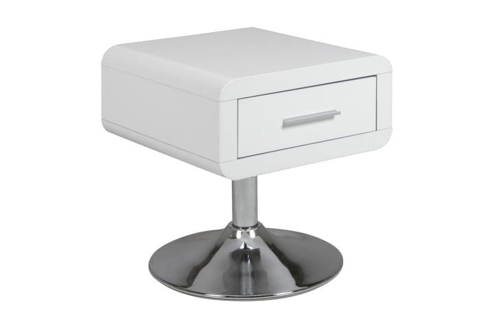 Nattbord Guran 40 cm med Oppbevaring Skuff Talriksfot - Hvit/Stål - Møbler - Bord - Spisebord & kjøkkenbord