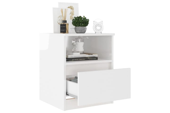 Nattbord høyglans hvit 40x40x50 cm sponplate - Hvit - Møbler - Bord - Avlastningsbord & sidobord - Sengebord & nattbord