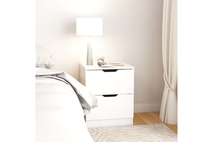 Nattbord høyglans hvit 40x40x50 cm sponplate - Hvit - Møbler - Bord - Avlastningsbord & sidobord - Sengebord & nattbord