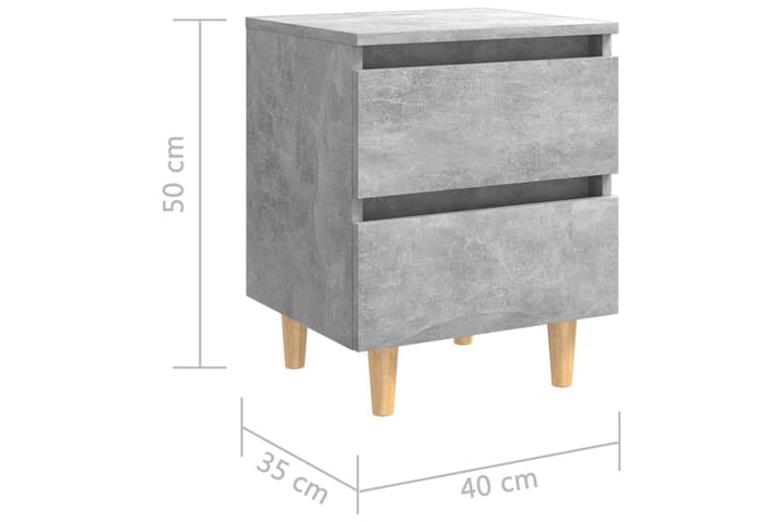 Nattbord & heltre furuben 2 stk betonggrå 40x35x50 cm - Grå - Møbler - Bord - Avlastningsbord & sidobord - Sengebord & nattbord