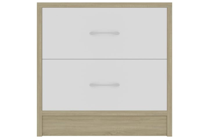 Nattbord hvit og sonoma eik 40x30x40 cm sponplate - Beige - Møbler - Bord - Avlastningsbord & sidobord - Sengebord & nattbord