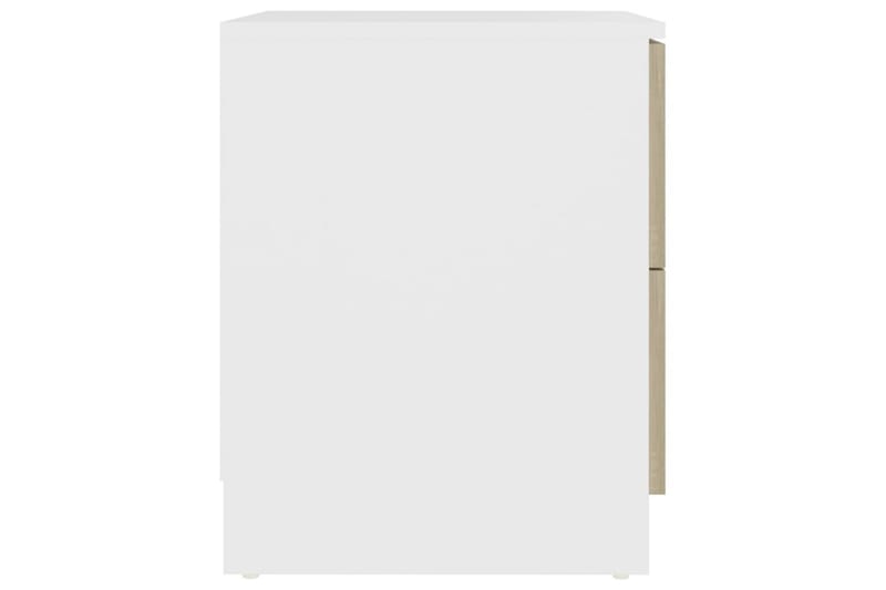 Nattbord hvit og sonoma eik 40x40x50 cm sponplate - Beige - Møbler - Bord - Avlastningsbord & sidobord - Sengebord & nattbord
