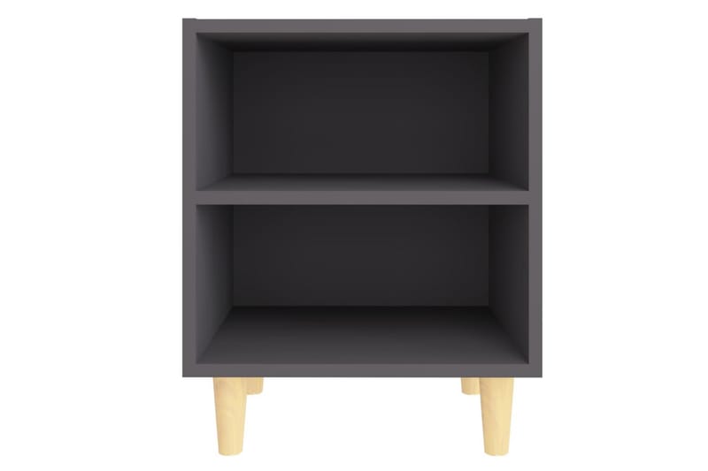 Nattbord med ben i heltre 2 stk grå 40x30x50 cm - Grå - Møbler - Bord - Avlastningsbord & sidobord - Sengebord & nattbord