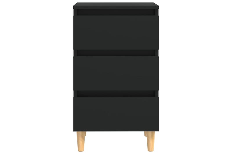 Nattbord med ben i heltre 2 stk svart 40x35x69 cm - Svart - Møbler - Bord - Avlastningsbord & sidobord - Sengebord & nattbord