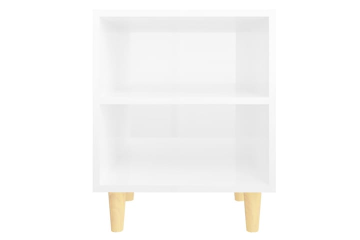 Nattbord med ben i heltre höyglans hvit 40x30x50 cm - Hvit - Møbler - Bord - Avlastningsbord & sidobord - Sengebord & nattbord
