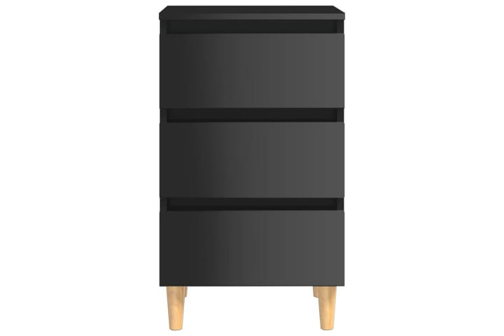 Nattbord med ben i heltre höyglans svart 40x35x69 cm - Svart - Møbler - Bord - Avlastningsbord & sidobord - Sengebord & nattbord