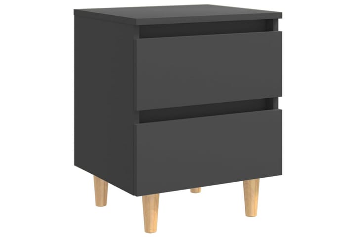Nattbord med heltre furuben grå 40x35x50 cm - Grå - Møbler - Bord - Avlastningsbord & sidobord - Sengebord & nattbord