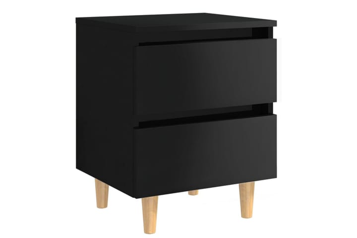 Nattbord med heltre furuben høyglans svart 40x35x50 cm - Svart - Møbler - Bord - Avlastningsbord & sidobord - Sengebord & nattbord
