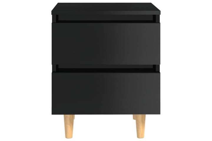 Nattbord med heltre furuben høyglans svart 40x35x50 cm - Svart - Møbler - Bord - Avlastningsbord & sidobord - Sengebord & nattbord