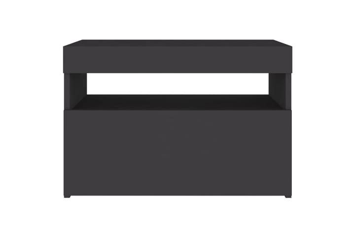 Nattbord med LED-lys grå 60x35x40 cm sponplate - Grå - Møbler - Bord - Avlastningsbord & sidobord - Sengebord & nattbord