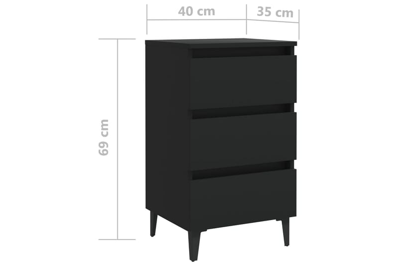Nattbord med metallben 2 stk svart 40x35x69 cm - Svart - Møbler - Bord - Avlastningsbord & sidobord - Sengebord & nattbord