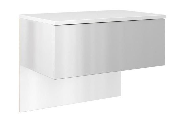 Nattbord Rimowa 61 cm med Oppbevaring Skuff Vegghengt - Hvit/Hvit Høyglans - Møbler - Bord - Avlastningsbord & sidobord - Sengebord & nattbord