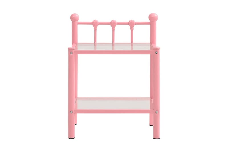 Nattbord rosa og gjennomsiktig 45x34,5x60,5 cm metall og gla - Møbler - Bord - Avlastningsbord & sidobord - Sengebord & nattbord
